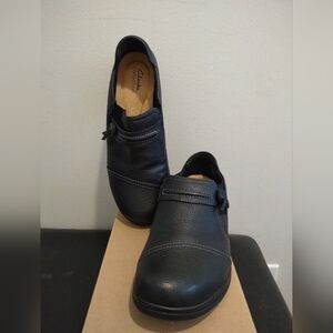 Clarks Ladies Black Leather Loafers